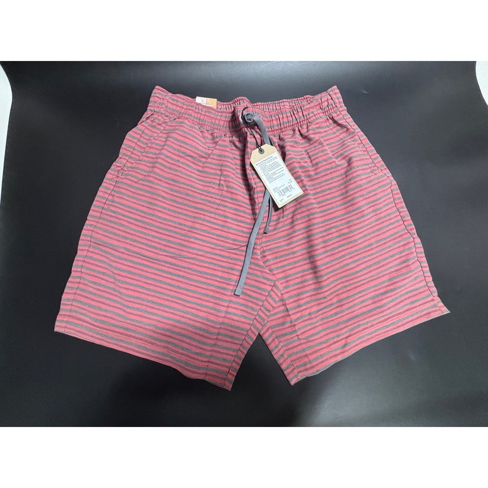 prAna Men's Metric E-Waist Shorts UPF 50+ Stretch Performance Rust Stripe XL $69